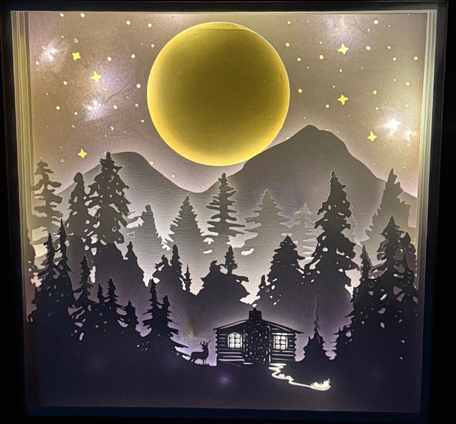 LED-Shadowbox aus Holz handgefertigt | verschiedene Motive & Lichtfarben