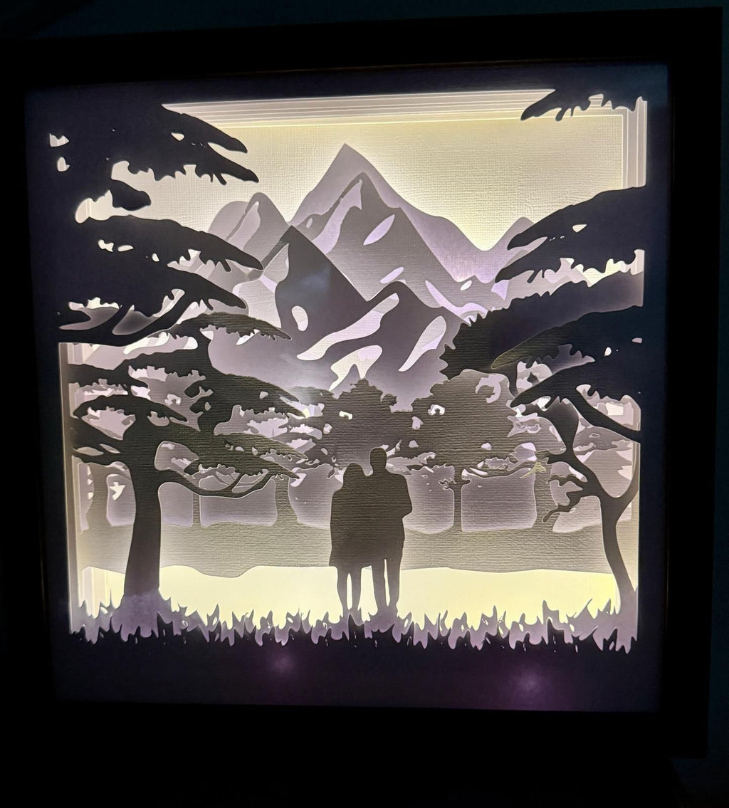 LED-Shadowbox aus Holz handgefertigt | verschiedene Motive & Lichtfarben