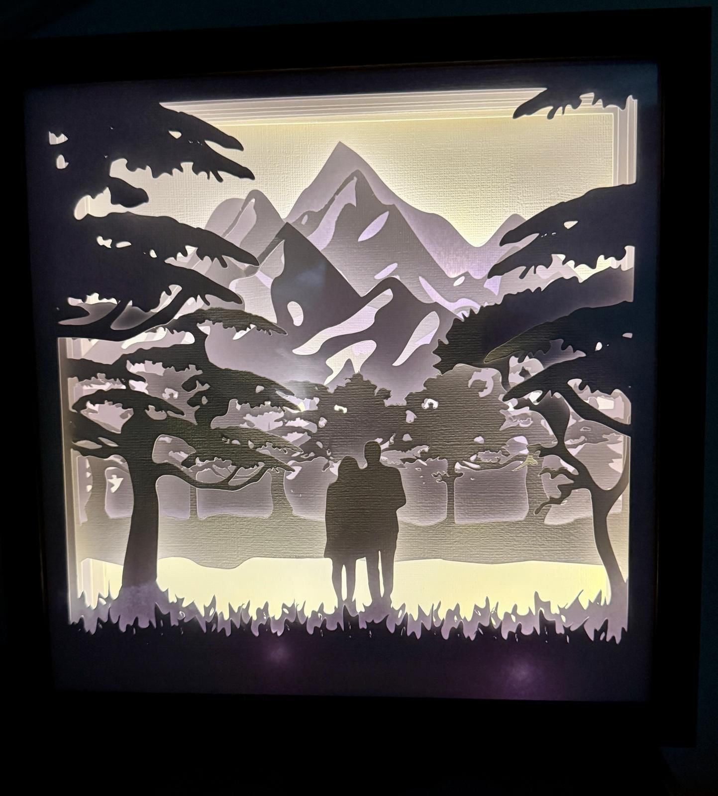 LED-Shadowbox aus Holz handgefertigt | verschiedene Motive & Lichtfarben