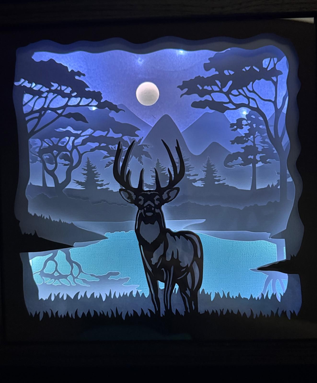 LED-Shadowbox aus Holz handgefertigt | verschiedene Motive & Lichtfarben
