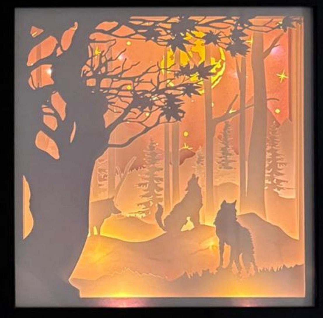 LED-Shadowbox aus Holz handgefertigt | verschiedene Motive & Lichtfarben