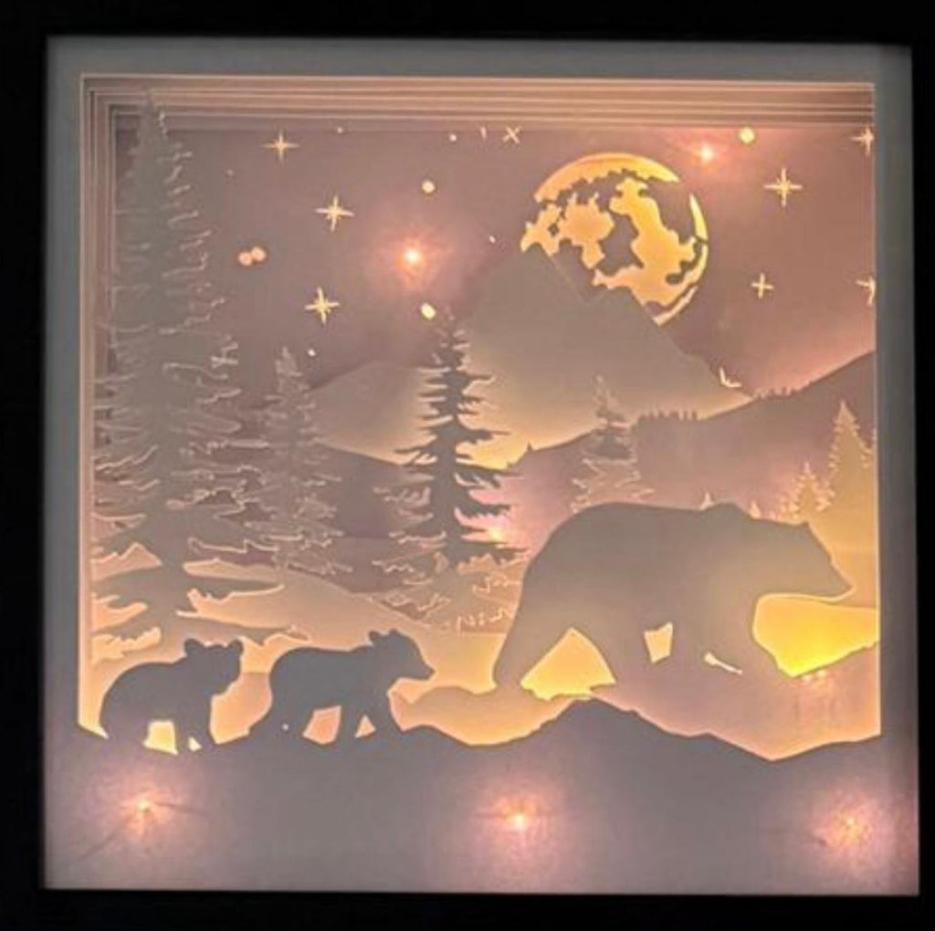 LED-Shadowbox aus Holz handgefertigt | verschiedene Motive & Lichtfarben