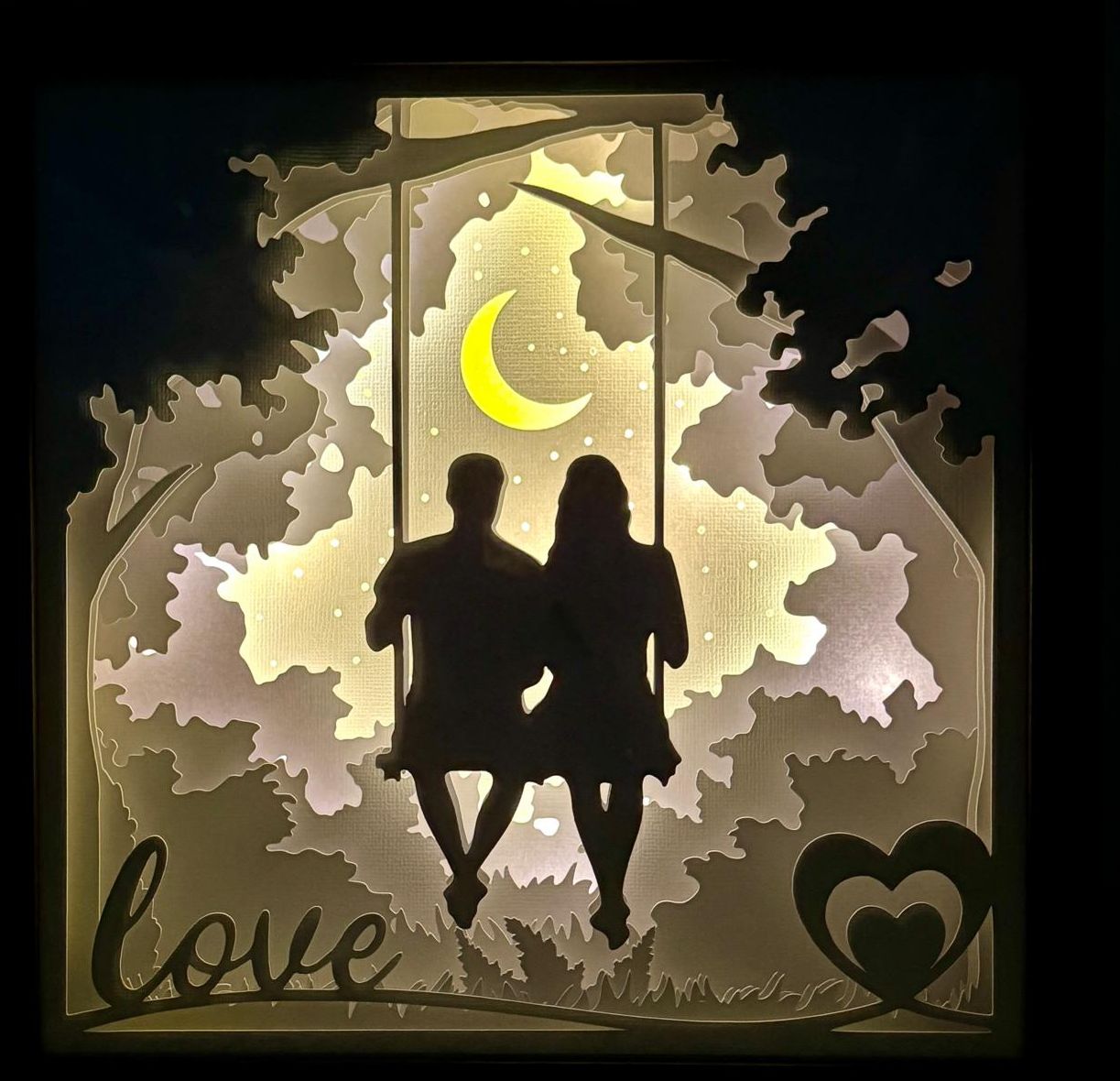 LED-Shadowbox aus Holz handgefertigt | verschiedene Motive & Lichtfarben