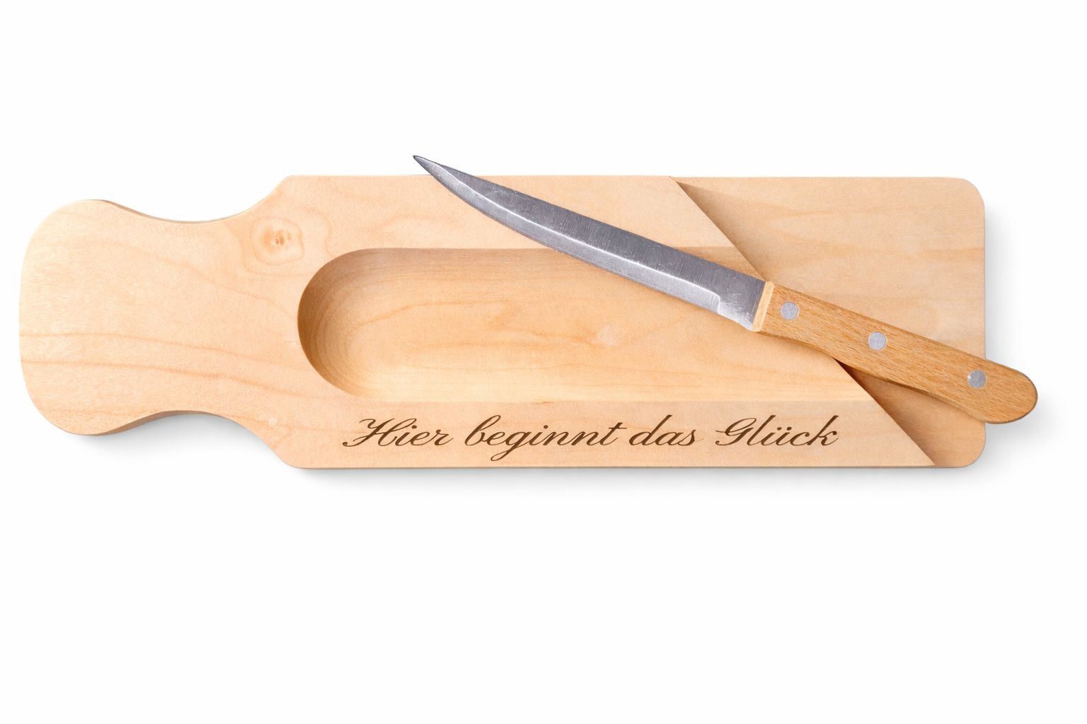 Personalisiertes Salamibrett aus Ahorn inkl. Brotzeitmesser
